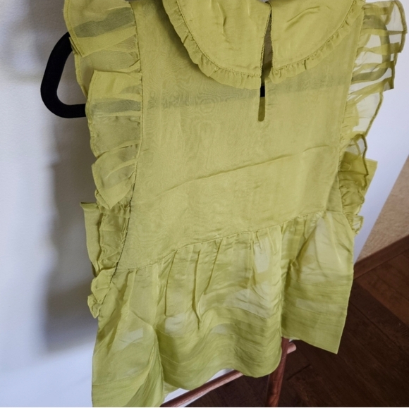 Anthropologie Maeve Peter Pan Collar Sheer Pintuck Babydoll Shirt - Picture 12 of 12